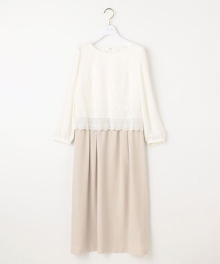 ANY SIS S 【洗える】レースコンビバックサテン ワンピース ベージュ