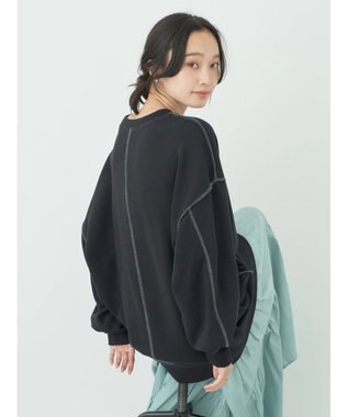 earth music&ecology 配色ルーズスウェット Black