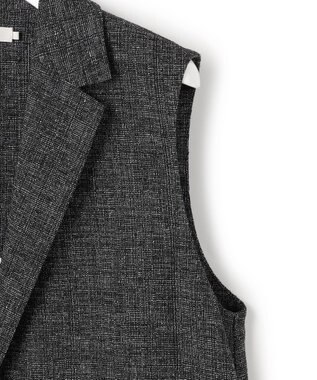 ICB L 【先行予約】 ミックスブッチャー バックスリットジレ ブラック×オフホワイト