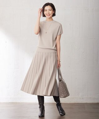 J.PRESS LADIES L 【洗える】レーヨンエリートストレッチ フレンチスリーブ ニット ベージュ系