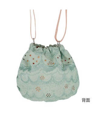 tsumori chisato CARRY スカラップ 刺繍 ショルダーバッグ 巾着 グリーン