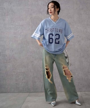 WEGO ナンバリングメッシュビッグT サックス