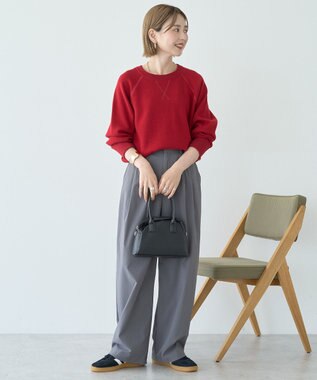 AMERICAN HOLIC ソフトコットンスウェットライクニットトップス レッド