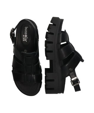 INTER-CHAUSSURES 【BUSSOLA】厚底ボリュームソールグルカサンダル ブラック