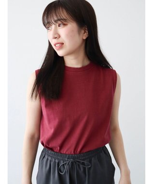 Green Parks ・Ｄｏｕｂｌｅ　Ｆｌａｇｓ　ピグメント加工ノースリＴＥＥ Bordeaux