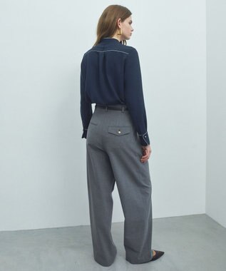 BEIGE， ZEPHYR / ベルト付き 2タックワイドパンツ Top Gray
