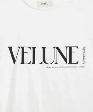 earth music&ecology 裾レースロゴプリントTシャツ Off White