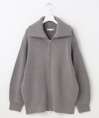 自由区 S 【洗える】ジップアップニット アウター グレー