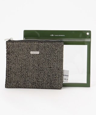 GRACE CONTINENTAL Fabricフラットポーチ-AW ゴールド