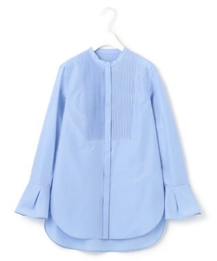 ICB L 【洗える】 トリアセコットンタイプライター シャツブラウス サックスブルー系