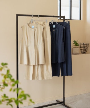 組曲 スーパーライトストレッチ ジレ ベージュ系