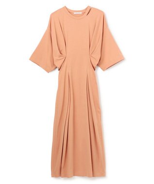 BEIGE， 【洗える】S.BABILA / スリットネックウエストタックワンピース Sunset