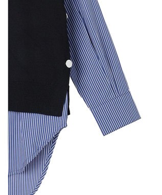 CRAFT STANDARD BOUTIQUE 【洗える】ニットベスト+バンドカラーシャツ-SET Navy