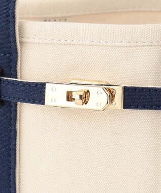 23区 ポーチ付 キャンバス トートバッグ ネイビー系