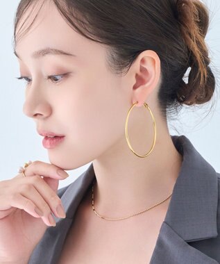 Phoebe 【金属アレルギー対応】ライトフープビッグピアス　ゴールド/ステンレス/大振り ゴールド