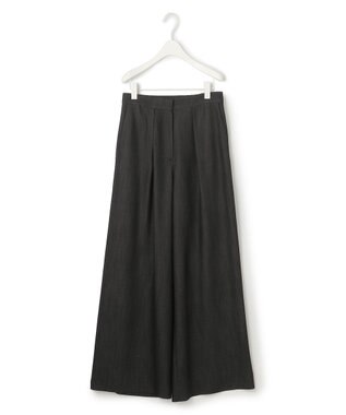 ICB L 【洗える】 ドレープスラブデニム ワイドパンツ ブラック系