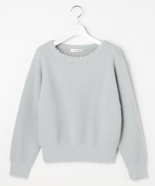 Feroux パール付きシャギー ニット スカイブルー系