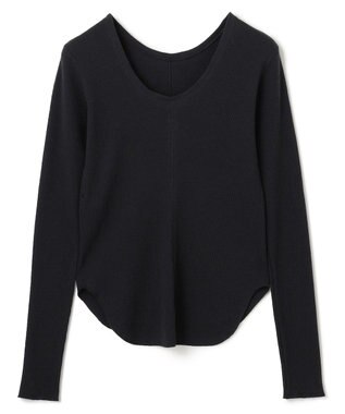 BEIGE， 【洗える】GLOBE / コットンリブ前後2WAYカットソー Black