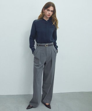 BEIGE， ZEPHYR / ベルト付き 2タックワイドパンツ Top Gray