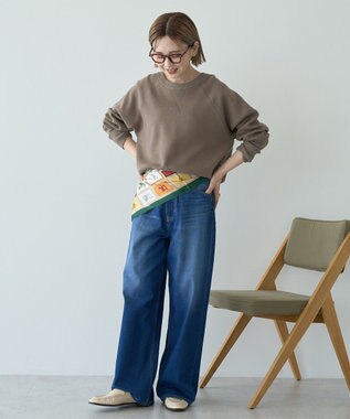 AMERICAN HOLIC ソフトコットンスウェットライクニットトップス モカ