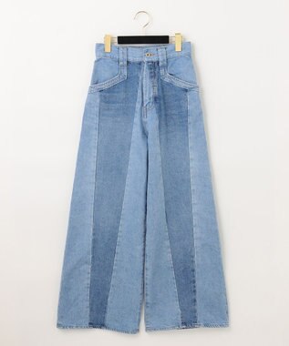 GRACE CONTINENTAL 切替ワイドデニムパンツ サックス