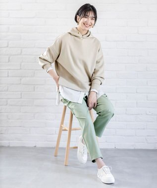 ANY 【ウエストゴム/ストレッチ/セットアップ可】イージィケアストレッチテーパードパンツ ミントグリーン