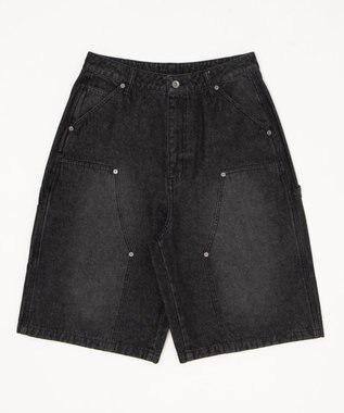 WEGO 【ユニセックス着用ITEM】ダブルニーデニムショーツ デニムブラックソノタ