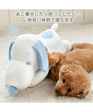 PET PARADISE スヌーピー 冷やし枕クッション M ホワイト×ブルー