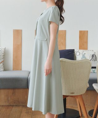 Tiaclasse 【小倉優子さん着用・洗える】フラップ付きミディアム丈フレアワンピース ミント