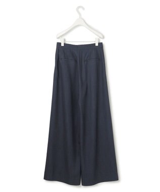 ICB L 【洗える】 ドレープスラブデニム ワイドパンツ インディゴ系