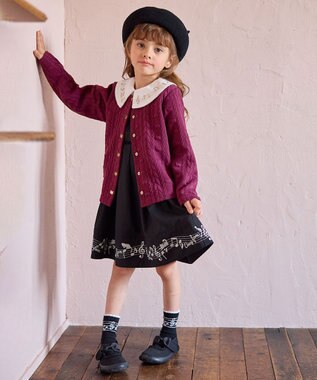 ANY KIDS ふくれジャガードカーディガン ローズ