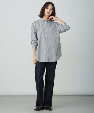 J.PRESS LADIES S エステネージュストライプ シャツ ブラウス ブラックストライプ系