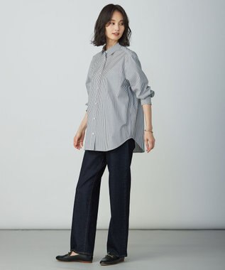 J.PRESS LADIES S エステネージュストライプ シャツ ブラウス ブラックストライプ系