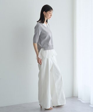 YECCA VECCA 2way襟付きフリルレイヤードニット Gray Mixture
