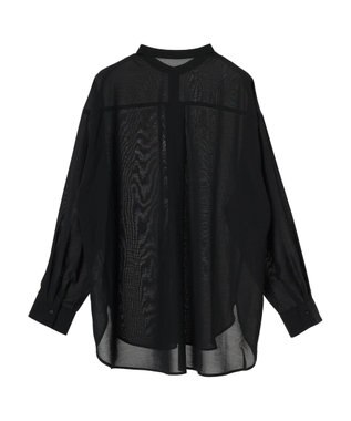 earth music&ecology シアーバンドカラーシャツ Black