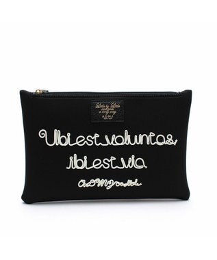 A.D.M.J. 【魔法の様に軽い】マジックライトコード刺しゅうフラットポーチ2セット(S・M) ネグロ