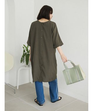 Green Parks 前後２ｗａｙミディ丈タックワンピース Khaki