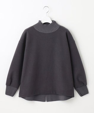 J.PRESS LADIES ニードルパンチ ハイネック カットソー グレー系