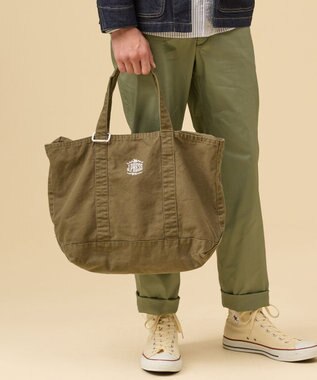 J.PRESS MEN コットンキャンバス オーバルトートバッグ カーキ系