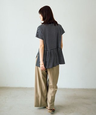 YECCA VECCA アシメボーダーポロシャツ Black