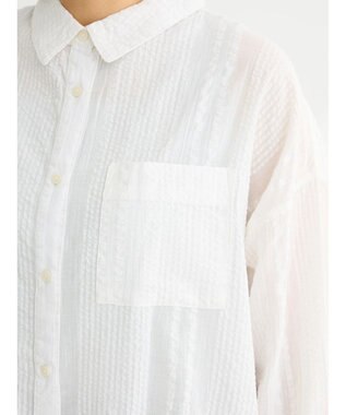 Green Parks インド綿 シアサッカーシャツ Off White