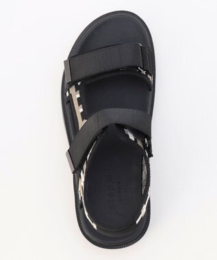 steppi 【洗える】厚底 ストラップサンダル ブラックチェック