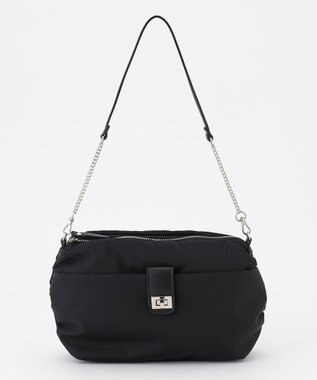J.PRESS LADIES 【2way】ナイロンギャザー ショルダー バッグ ブラック系