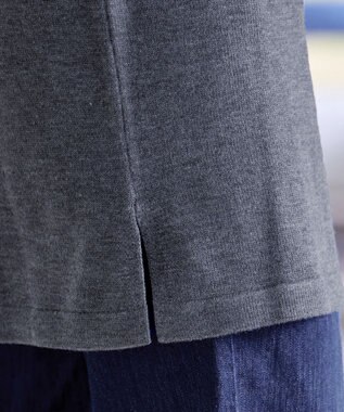 Tiaclasse L 【洗える】マルチボーダーニットチュニック チャコールグレー