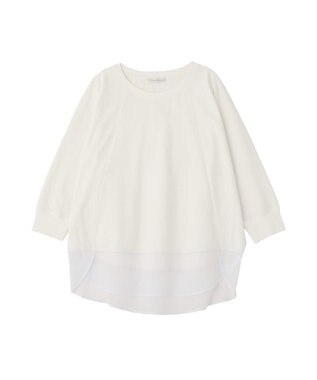 Green Parks 七分袖ドルマン裏毛シアードッキングプルオー Ecru