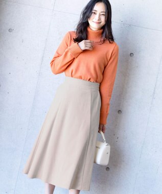 Tiaclasse L 【洗える】大人上品なコーデュロイフレアスカート グレージュ