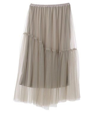 Green Parks ・ＥＬＥＮＣＡＲＥ　ＤＵＥ　チュールティアードスカート Gray Beige
