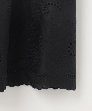 自由区 L 【カタログ掲載・接触冷感・洗える】エンブロイダリーローンティアード スカート ブラック