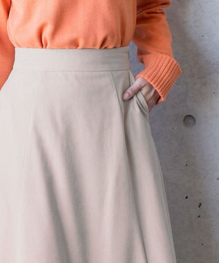 Tiaclasse L 【洗える】大人上品なコーデュロイフレアスカート グレージュ