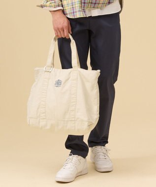 J.PRESS MEN コットンキャンバス オーバルトートバッグ アイボリー系